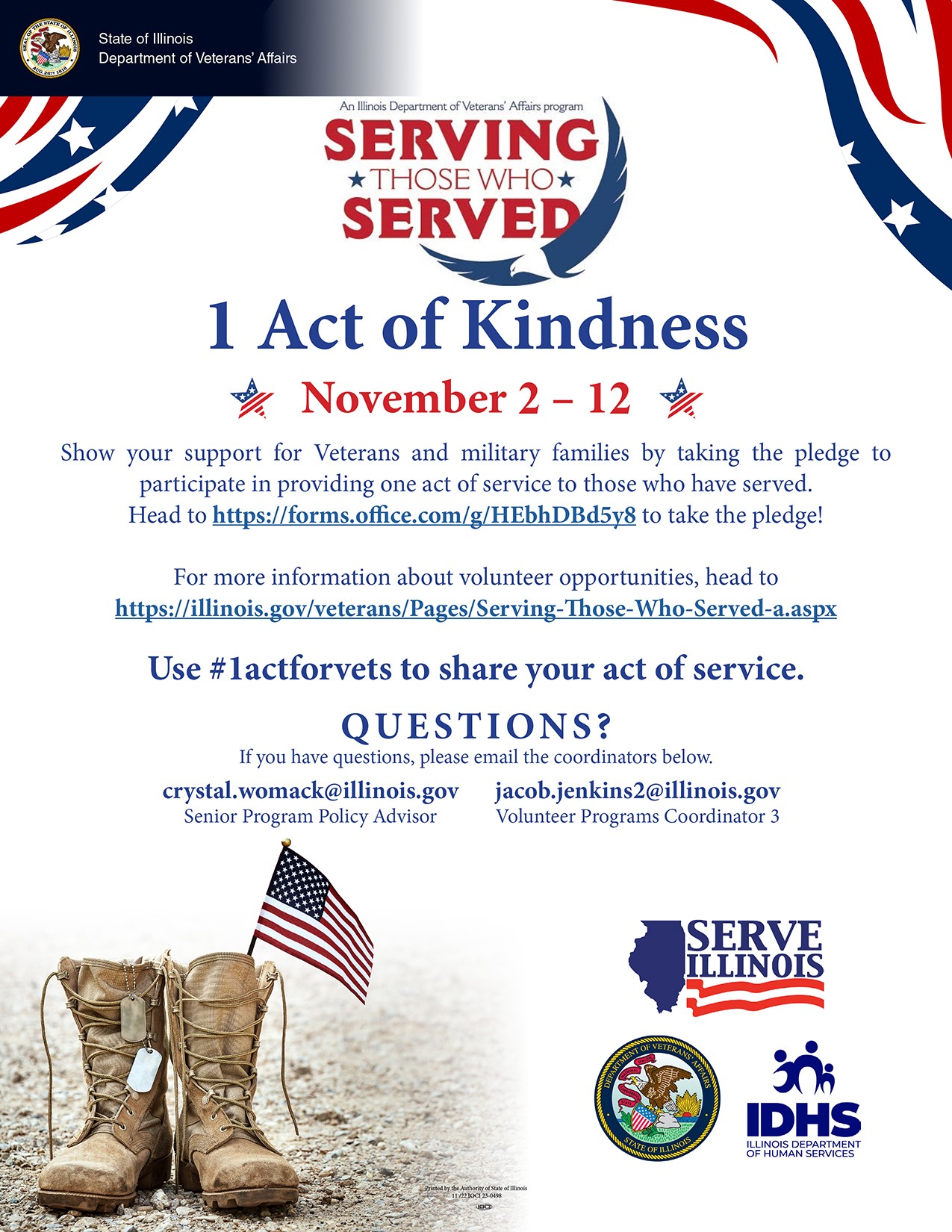 Serving Those Who Served One Act of Kindness Campaign for Veteran's Week